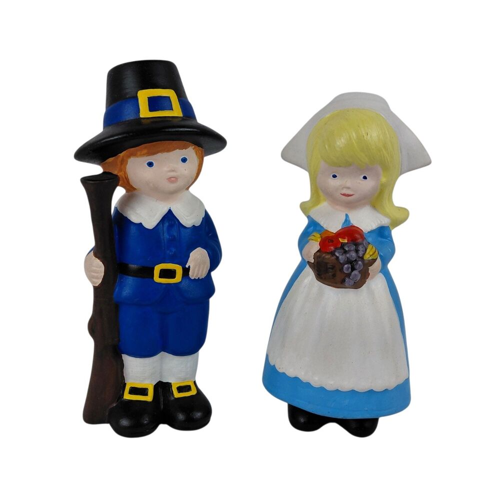 Vtg Hobbyist Napcoware Pilgrim Boy and Girl Figurines Thanksgiving Japan 6"